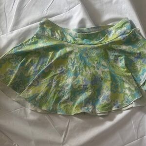 Floral Print Mini Skirt in Light Green and Light Blue